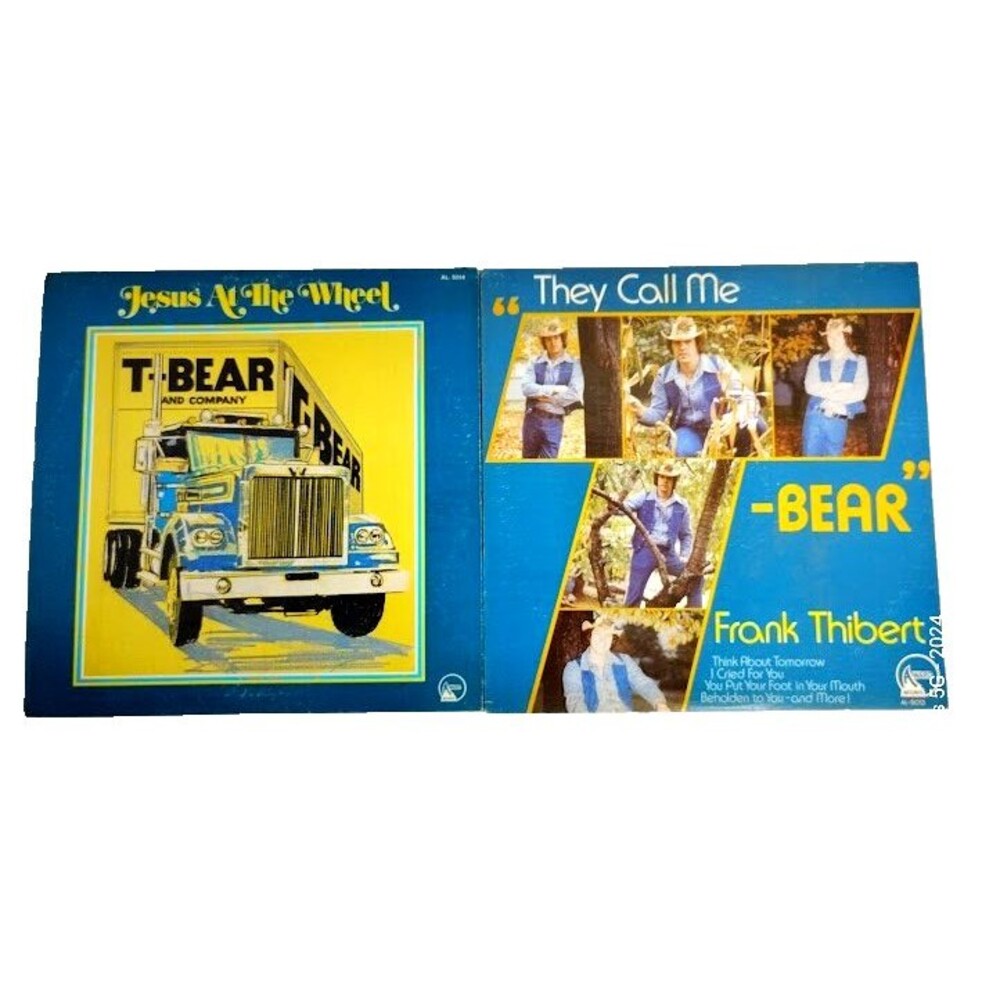 2 T-Bear Frank Thibert Vinyl LP Records 1980s Jesus At  The Wheel & They Call Me